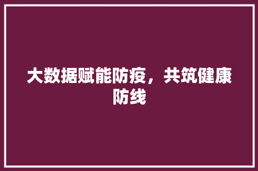 大数据赋能防疫，共筑健康防线
