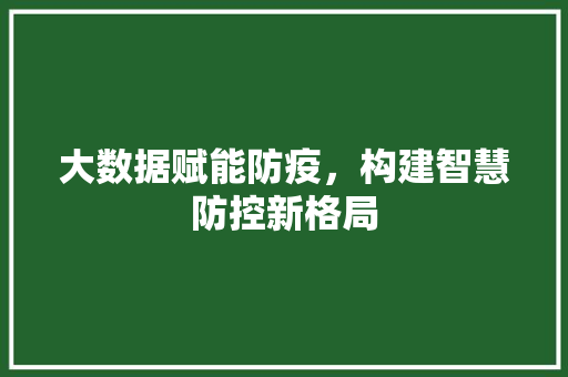 大数据赋能防疫，构建智慧防控新格局