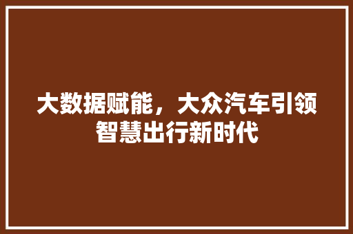 大数据赋能，大众汽车引领智慧出行新时代