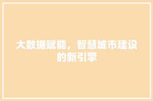 大数据赋能，智慧城市建设的新引擎