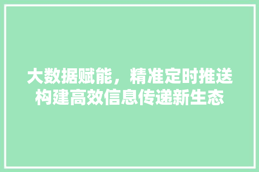 大数据赋能，精准定时推送构建高效信息传递新生态