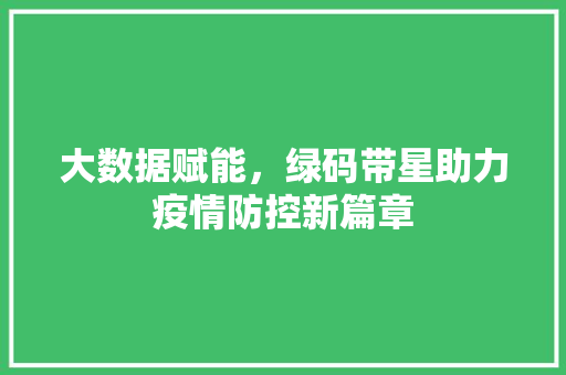 大数据赋能，绿码带星助力疫情防控新篇章