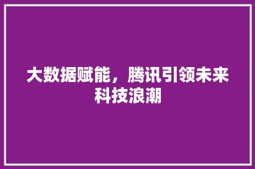 大数据赋能，腾讯引领未来科技浪潮