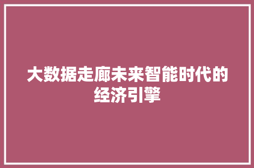 大数据走廊未来智能时代的经济引擎