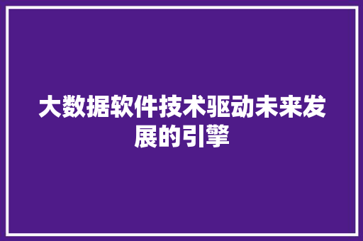 大数据软件技术驱动未来发展的引擎