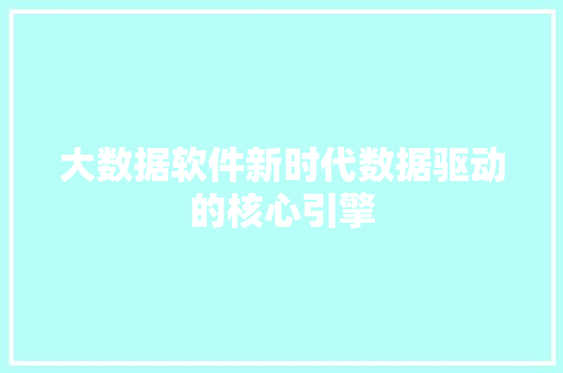 大数据软件新时代数据驱动的核心引擎