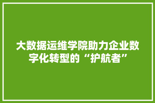 大数据运维学院助力企业数字化转型的“护航者”