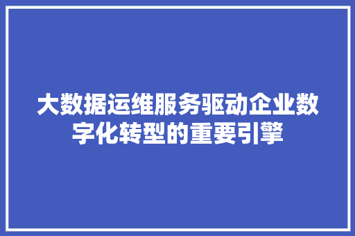 大数据运维服务驱动企业数字化转型的重要引擎