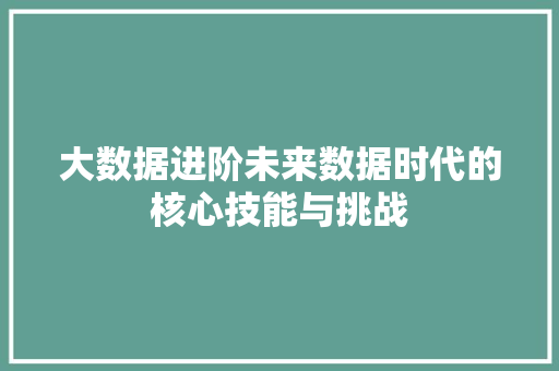 大数据进阶未来数据时代的核心技能与挑战