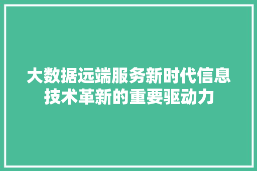 大数据远端服务新时代信息技术革新的重要驱动力
