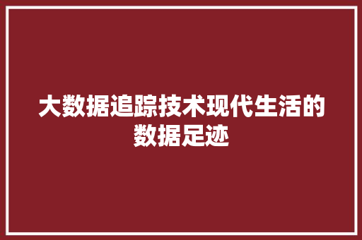 大数据追踪技术现代生活的数据足迹
