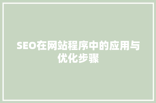 SEO在网站程序中的应用与优化步骤