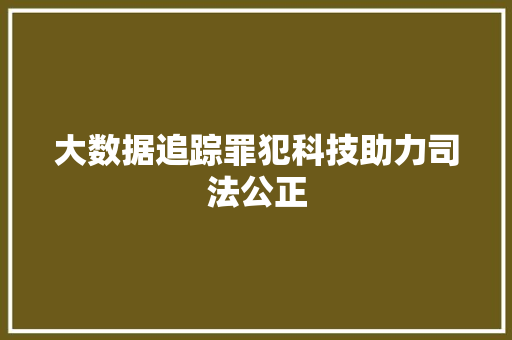 大数据追踪罪犯科技助力司法公正