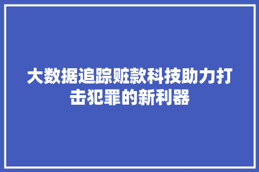 大数据追踪赃款科技助力打击犯罪的新利器