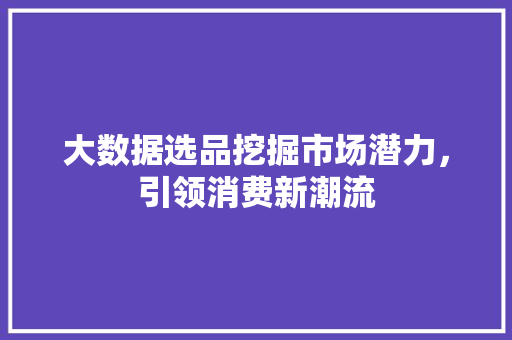 大数据选品挖掘市场潜力，引领消费新潮流