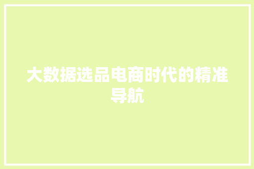 大数据选品电商时代的精准导航