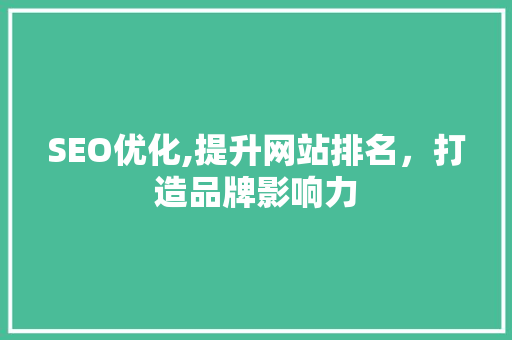 SEO优化,提升网站排名，打造品牌影响力 网站建设