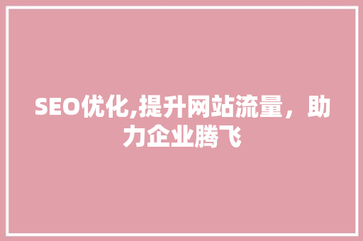 SEO优化,提升网站流量，助力企业腾飞 网站建设