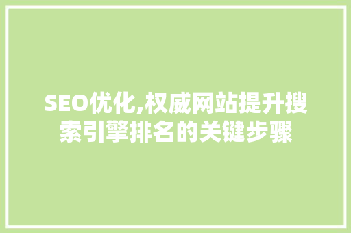 SEO优化,权威网站提升搜索引擎排名的关键步骤 响应式设计