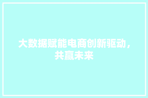 大数据赋能电商创新驱动，共赢未来