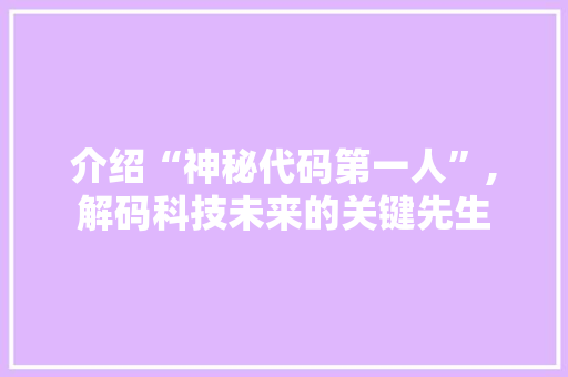 介绍“神秘代码第一人”,解码科技未来的关键先生 网站建设