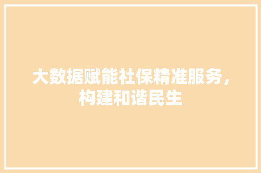 大数据赋能社保精准服务，构建和谐民生