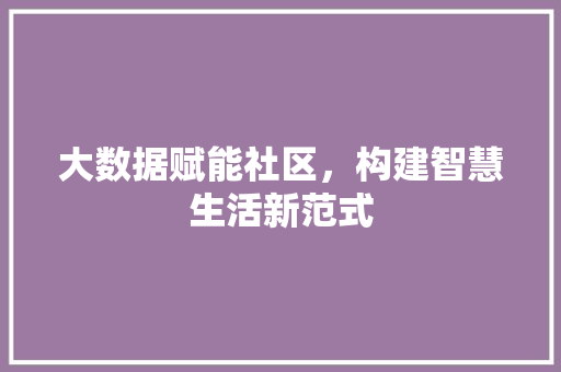大数据赋能社区，构建智慧生活新范式