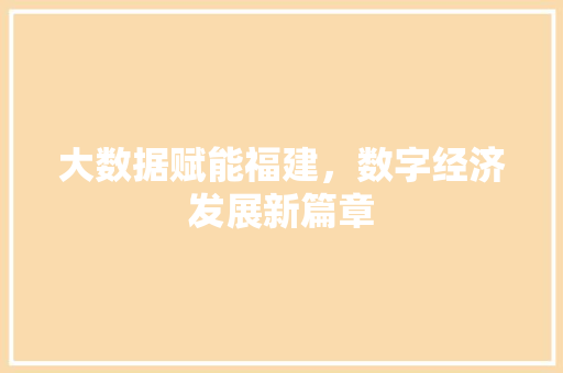 大数据赋能福建，数字经济发展新篇章