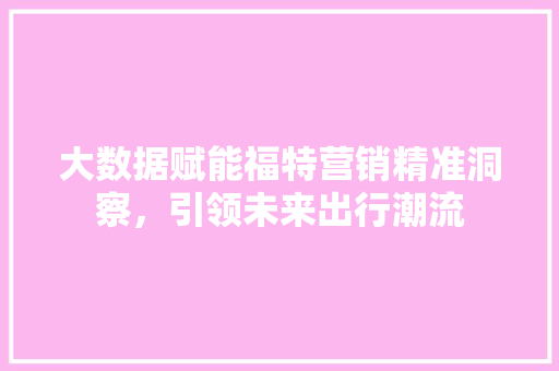 大数据赋能福特营销精准洞察，引领未来出行潮流