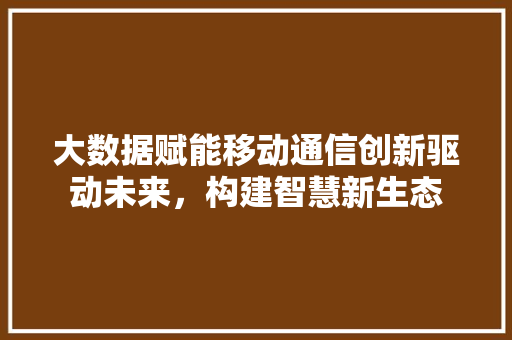大数据赋能移动通信创新驱动未来，构建智慧新生态