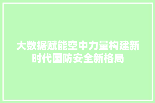 大数据赋能空中力量构建新时代国防安全新格局