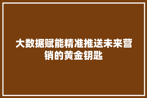 大数据赋能精准推送未来营销的黄金钥匙
