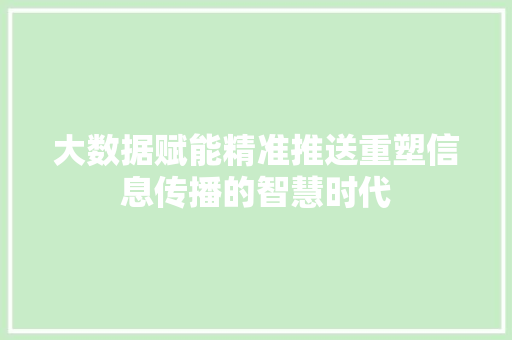 大数据赋能精准推送重塑信息传播的智慧时代