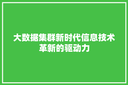 大数据集群新时代信息技术革新的驱动力