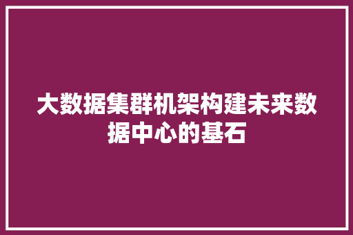 大数据集群机架构建未来数据中心的基石