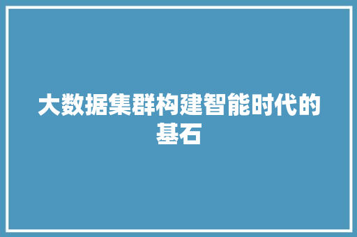 大数据集群构建智能时代的基石