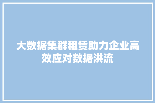 大数据集群租赁助力企业高效应对数据洪流
