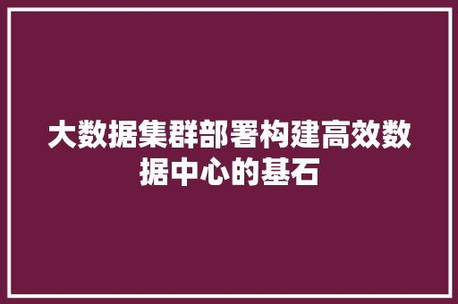 大数据集群部署构建高效数据中心的基石