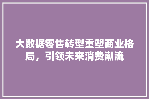 大数据零售转型重塑商业格局，引领未来消费潮流