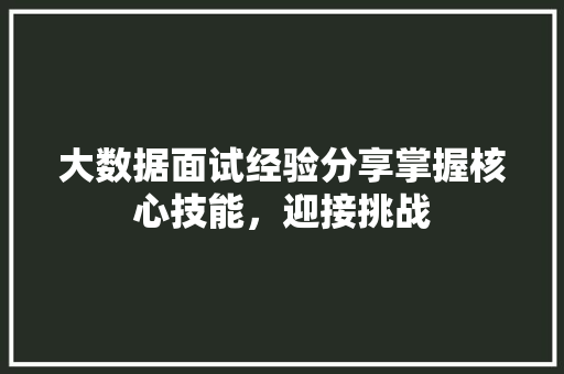 大数据面试经验分享掌握核心技能，迎接挑战