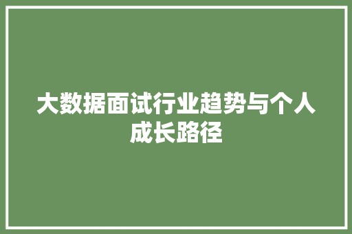 大数据面试行业趋势与个人成长路径