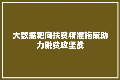 大数据靶向扶贫精准施策助力脱贫攻坚战