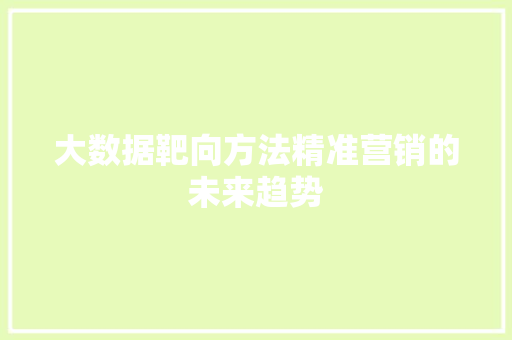 大数据靶向方法精准营销的未来趋势