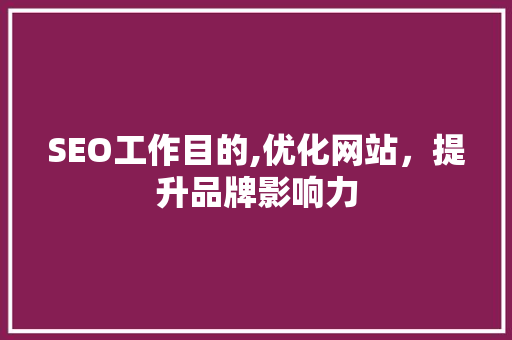 SEO工作目的,优化网站，提升品牌影响力 项目报告