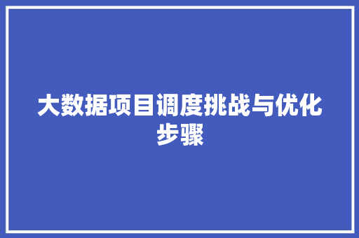 大数据项目调度挑战与优化步骤