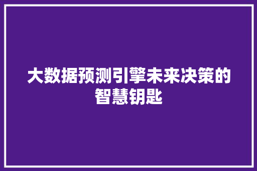 大数据预测引擎未来决策的智慧钥匙