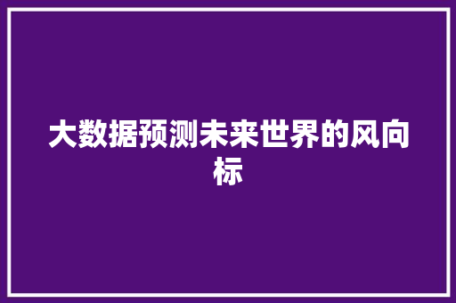 大数据预测未来世界的风向标