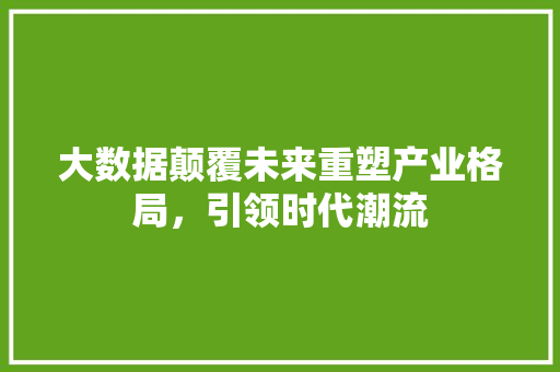 大数据颠覆未来重塑产业格局，引领时代潮流