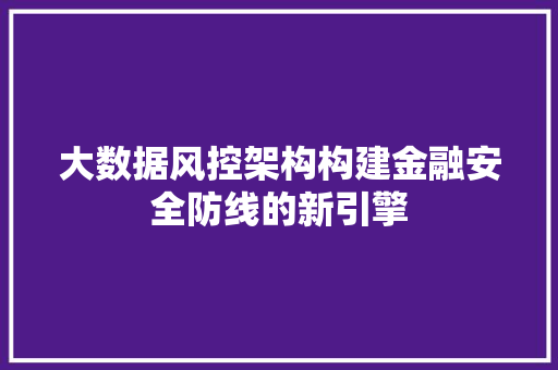 大数据风控架构构建金融安全防线的新引擎