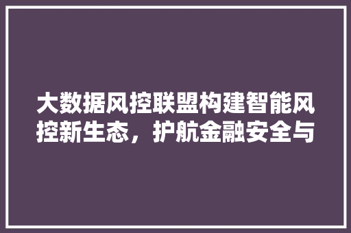 大数据风控联盟构建智能风控新生态，护航金融安全与发展